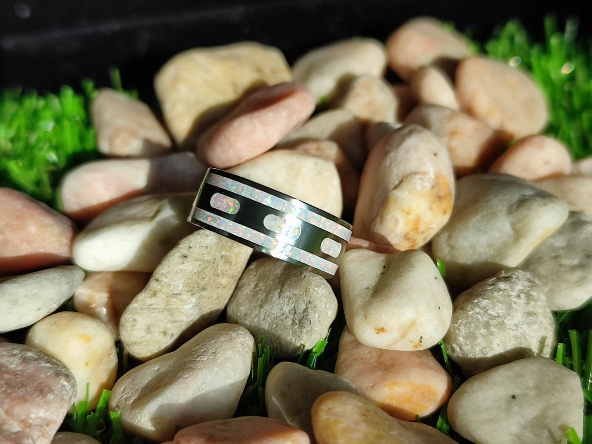 Custom Opal Multichannel Ring -  Titanium