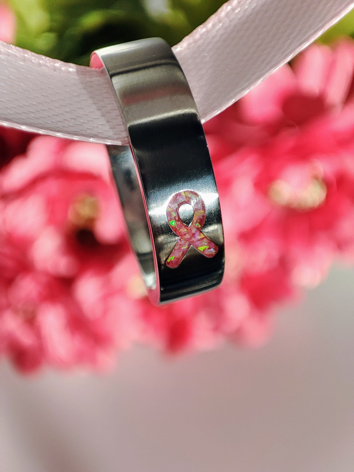 Resolve - Pink Awareness Ribbon - Titanium