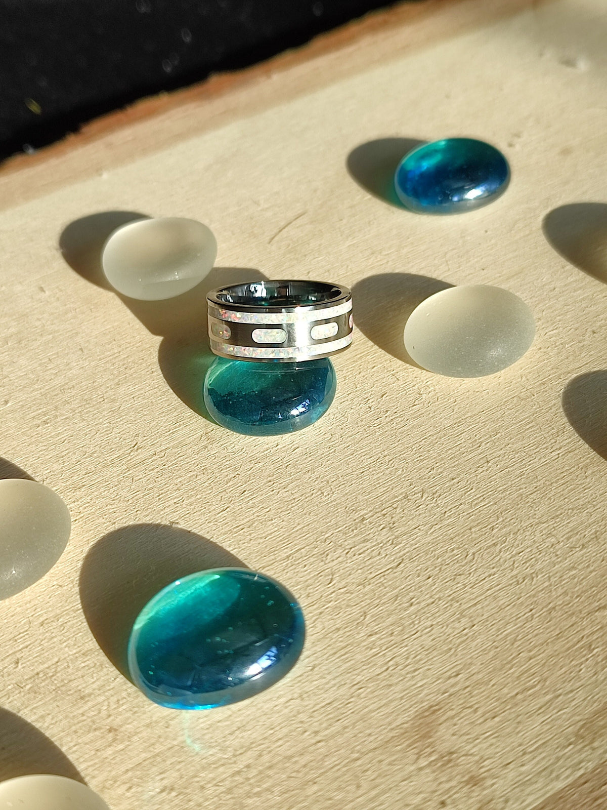 Custom Opal Multichannel Ring -  Titanium